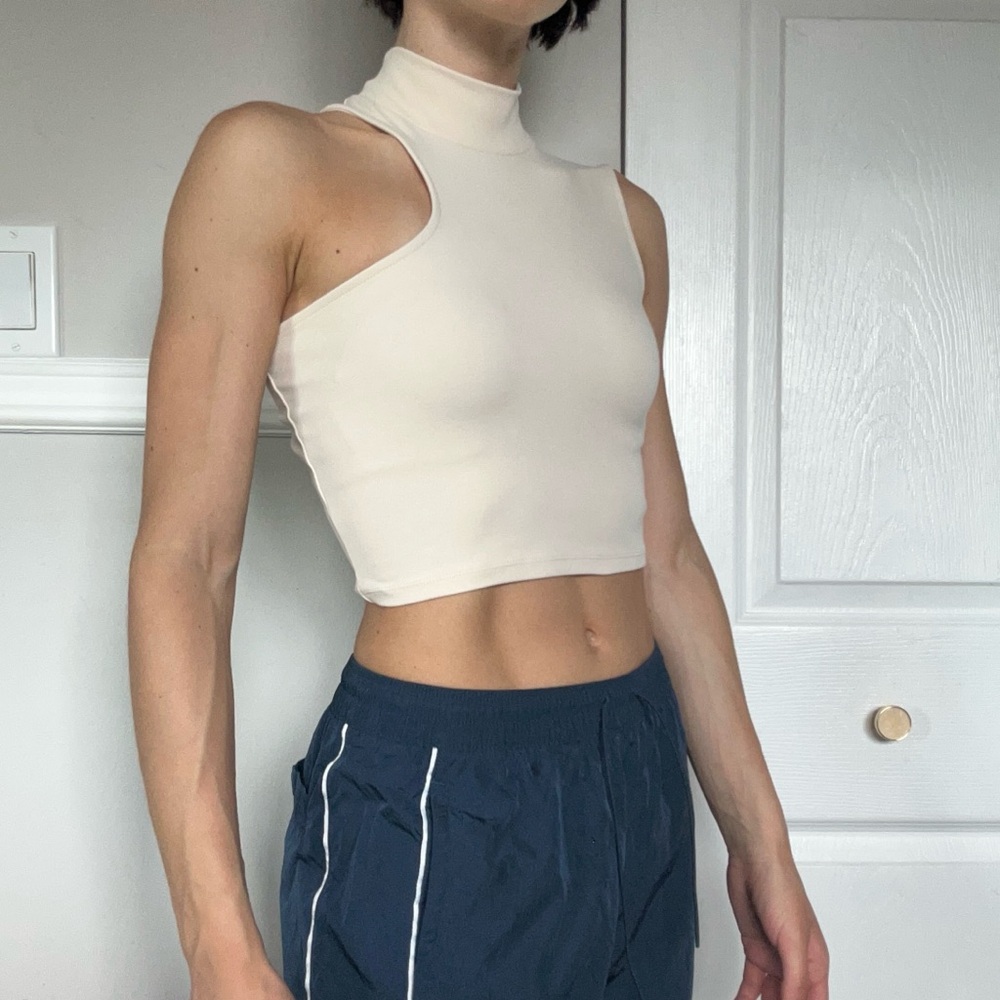 OAK + FORT Cream Mock Neck Tank Top